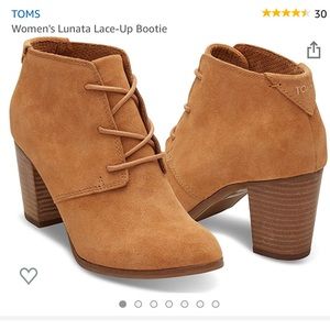 TOMS Lace-up wheat suede ankle boots